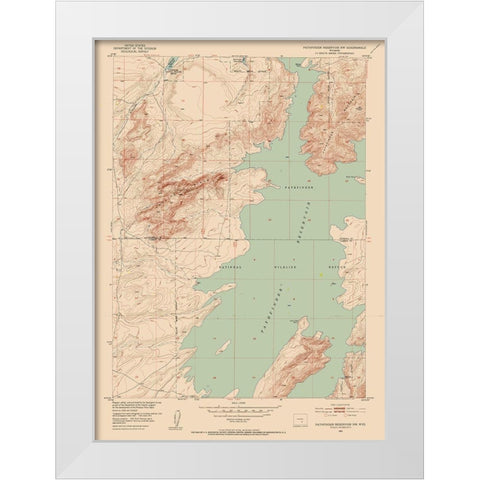 Pathfinder Reservoir Wyoming Quad - USGS 1951 White Modern Wood Framed Art Print by USGS