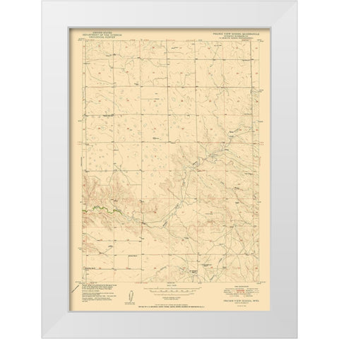 Prairie View School Wyoming Quad - USGS 1950 White Modern Wood Framed Art Print by USGS