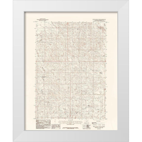 Rocky Butte Gulch Wyoming Quad - USGS 1984 White Modern Wood Framed Art Print by USGS