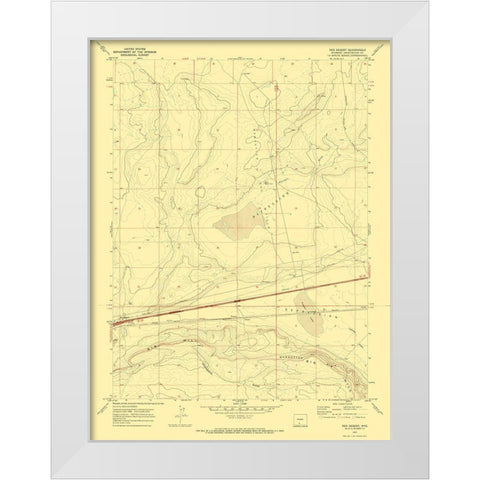 Red Desert Wyoming Quad - USGS 1970 White Modern Wood Framed Art Print by USGS