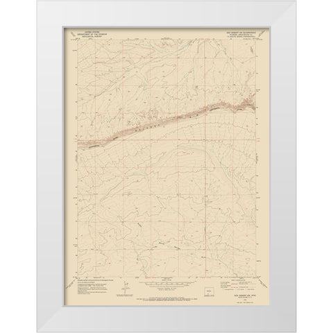 South West Red Desert Wyoming Quad - USGS 1970 White Modern Wood Framed Art Print by USGS