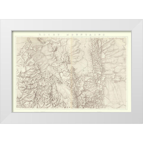Rocky Mountains Wyoming - Bien 1876 White Modern Wood Framed Art Print by Bien