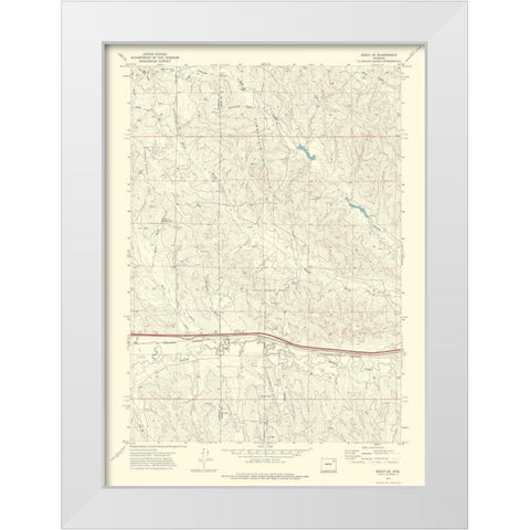 Rozet Wyoming Quad - USGS 1971 White Modern Wood Framed Art Print by USGS