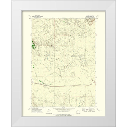 Rozet Wyoming Quad - USGS 1971 White Modern Wood Framed Art Print by USGS