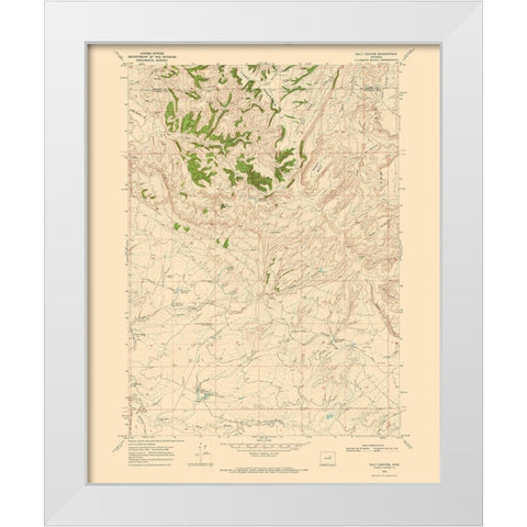 Salt Canyon Wyoming Quad - USGS 1968 White Modern Wood Framed Art Print by USGS