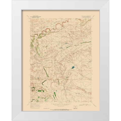 Three Buttes Wyoming Quad - USGS 1968 White Modern Wood Framed Art Print by USGS