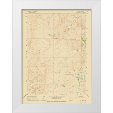 TTT Ranch Wyoming Quad - USGS 1961 White Modern Wood Framed Art Print by USGS