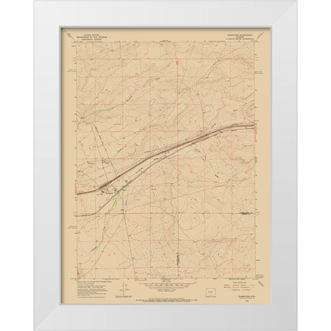 Wamsutter Wyoming Quad - USGS 1966 White Modern Wood Framed Art Print by USGS