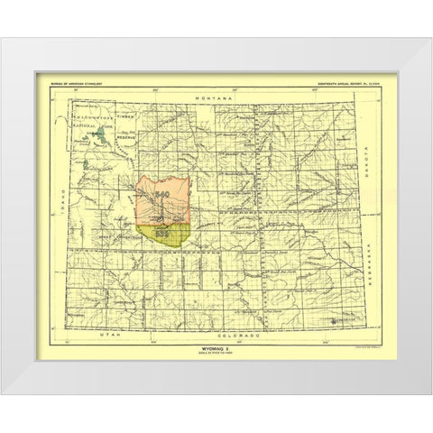 Wyoming - Hoen 1896 White Modern Wood Framed Art Print by Hoen