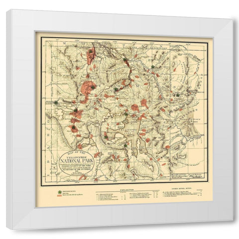 Yellowstone National Park - US Interior 1881 White Modern Wood Framed Art Print by Interior Dept