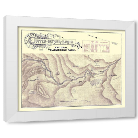 Yellowstone Upper Geyser Wyoming - 1883 White Modern Wood Framed Art Print by Unknown