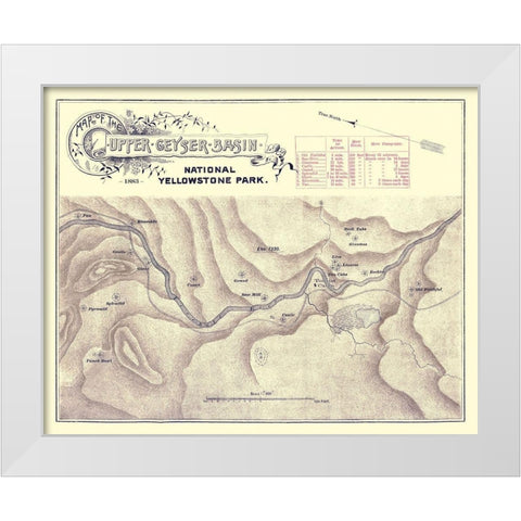 Yellowstone Upper Geyser Wyoming - 1883 White Modern Wood Framed Art Print by Unknown