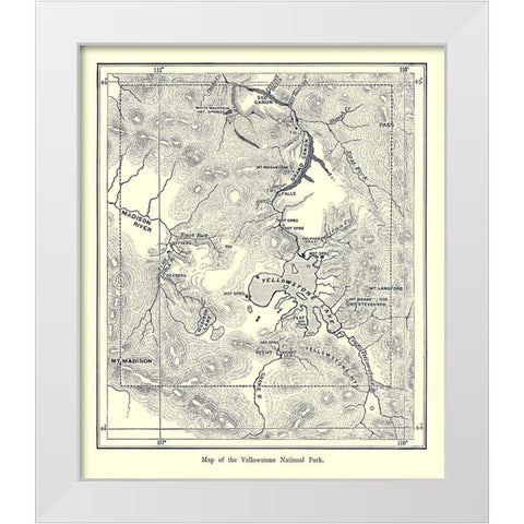 Yellowstone National Park, Wyoming - 1872 White Modern Wood Framed Art Print by Unknown