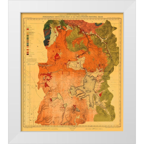 Yellowstone National Park, Wyoming - USGS 1878 White Modern Wood Framed Art Print by USGS