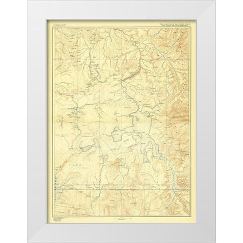 Yellowstone National Park Wyoming - USGS 1885 White Modern Wood Framed Art Print by USGS