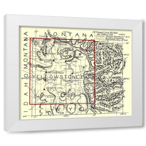Yellowstone National Park - 1900 White Modern Wood Framed Art Print by Unknown