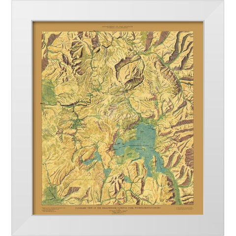 Yellowstone National Park Sheet - USGS 1915 White Modern Wood Framed Art Print by USGS