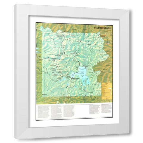 Yellowstone National Park - US Park Services 1972 White Modern Wood Framed Art Print by Park Services