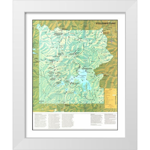 Yellowstone National Park - US Park Services 1972 White Modern Wood Framed Art Print by Park Services