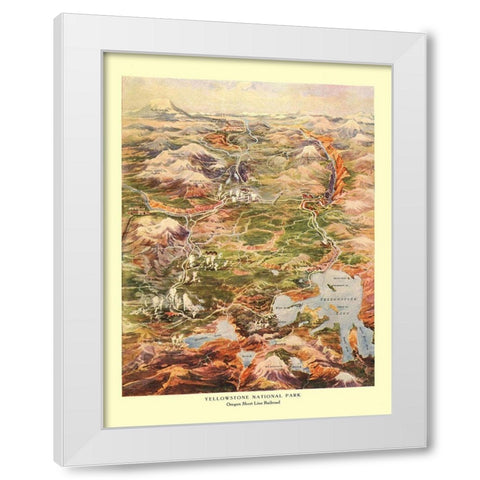 Yellowstone Park Short Line Railroad Wyoming White Modern Wood Framed Art Print by Poole