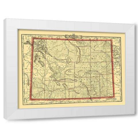 Wyoming - Cram 1895 White Modern Wood Framed Art Print by Cram