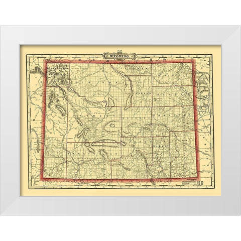 Wyoming - Cram 1895 White Modern Wood Framed Art Print by Cram