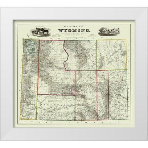 Wyoming - Holt 1883 White Modern Wood Framed Art Print by Holt