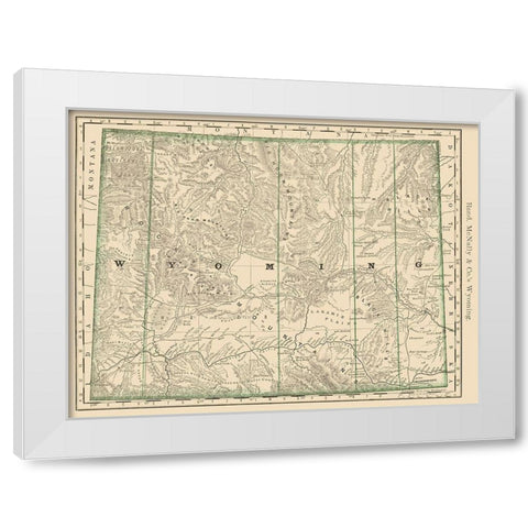Wyoming - Rand McNally 1879 White Modern Wood Framed Art Print by Rand McNally