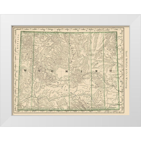 Wyoming - Rand McNally 1879 White Modern Wood Framed Art Print by Rand McNally