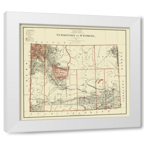 Wyoming - Bien 1879 White Modern Wood Framed Art Print by Bien