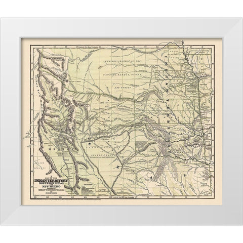 Indian Territory, Texas, New Mexico - 1844 White Modern Wood Framed Art Print by Gregg