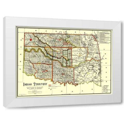 Indian Territory, Texas, Oklahoma - Oberly 1889 White Modern Wood Framed Art Print by Oberly