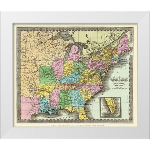 United States - Burr 1833 White Modern Wood Framed Art Print by Burr