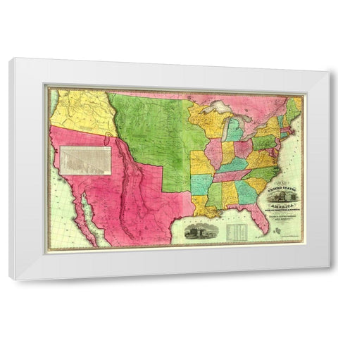 United States, Territories, Districts - Barber White Modern Wood Framed Art Print by Barber