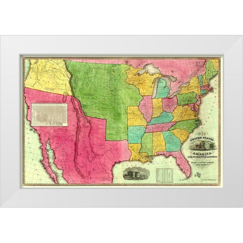 United States, Territories, Districts - Barber White Modern Wood Framed Art Print by Barber