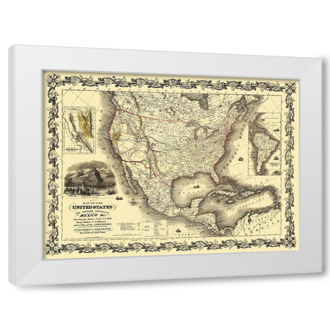 United States, Mexico - Colton 1849 White Modern Wood Framed Art Print by Colton