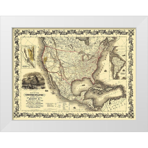 United States, Mexico - Colton 1849 White Modern Wood Framed Art Print by Colton