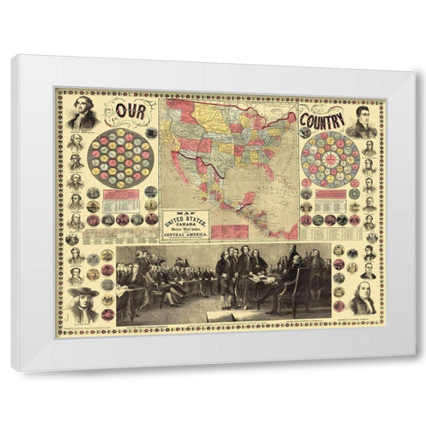 United States, Declaration Signing - Purley 1859 White Modern Wood Framed Art Print by Purley