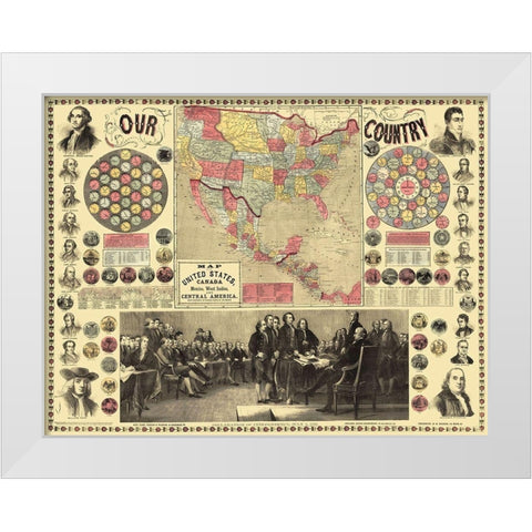 United States, Declaration Signing - Purley 1859 White Modern Wood Framed Art Print by Purley