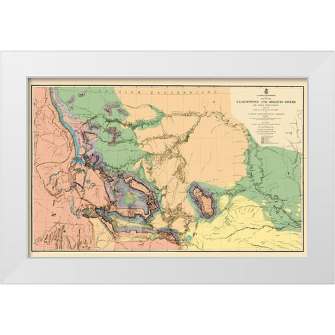 Yellowstone and Missouri River - War Dept 1859 White Modern Wood Framed Art Print by War Dept