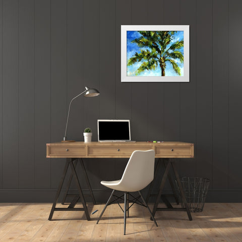 Island Palm II White Modern Wood Framed Art Print by Brey