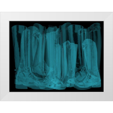 Polo Boots Blue White Modern Wood Framed Art Print by Bartola