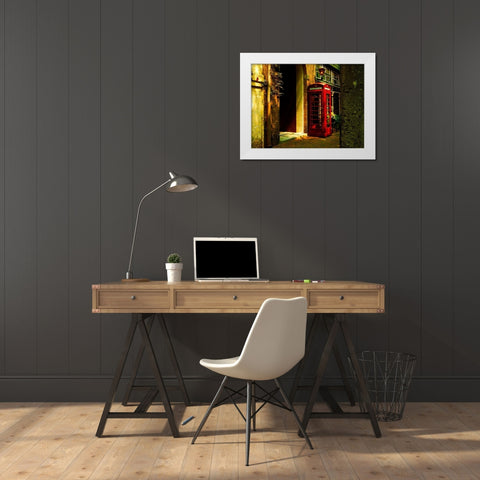 Tardis White Modern Wood Framed Art Print by Bartola