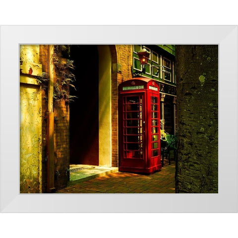 Tardis White Modern Wood Framed Art Print by Bartola