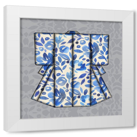 Kimona Blue I White Modern Wood Framed Art Print by Franklin
