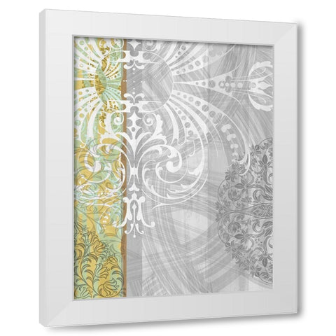 Patterns Saffron I White Modern Wood Framed Art Print by Franklin
