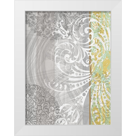 Patterns Saffron II White Modern Wood Framed Art Print by Franklin