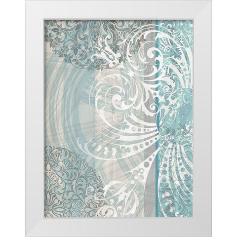 Patterns Teal II White Modern Wood Framed Art Print by Franklin