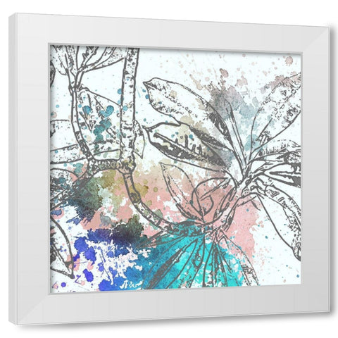 Tree Splatter Blue I White Modern Wood Framed Art Print by Franklin