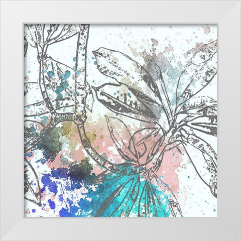 Tree Splatter Blue I White Modern Wood Framed Art Print by Franklin